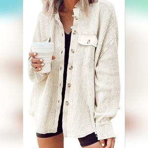 Womens Corduroy Button-Down Long Sleeve